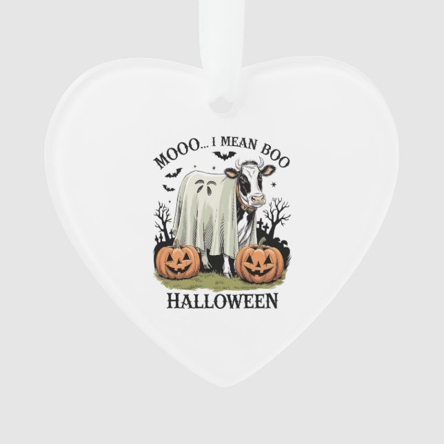 Ornamento Vaca de fazenda de Halloween vintage (Frente)
