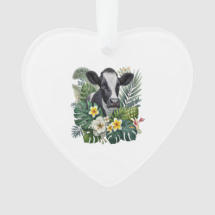 Ornamento Vaca em Floral Jungle Png, Vaca Tropical