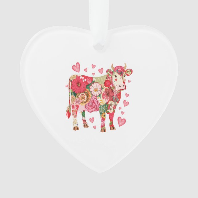 Ornamento Vaca Floral Png, Design De Vaca Fresca (Frente)