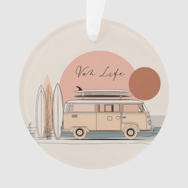 Ornamento Van Life Surf Van – Retro Beach Camper Aesthetic  (Frente)