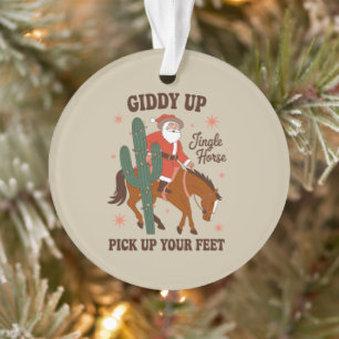 Ornamento Vaqueiro Giddy Up Jingle Cavalo Levanta os Pés