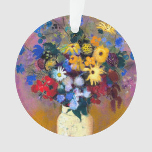 Ornamento Vaso Branco com Flores Odilon Redon