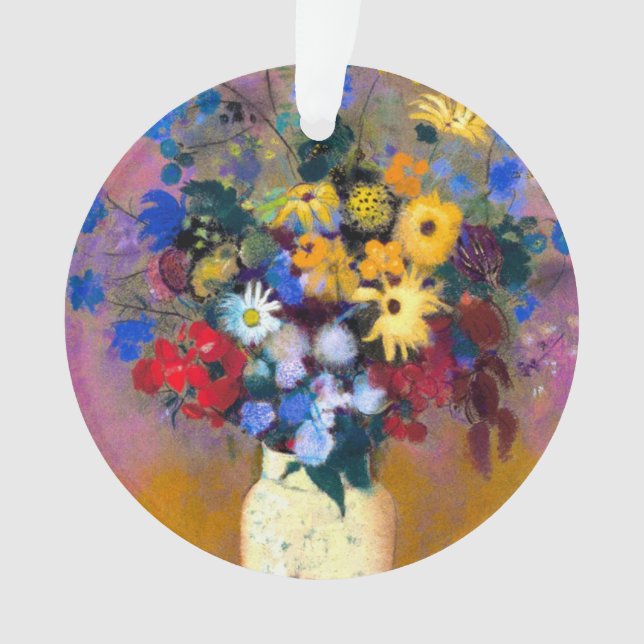 Ornamento Vaso Branco com Flores Odilon Redon (Frente)