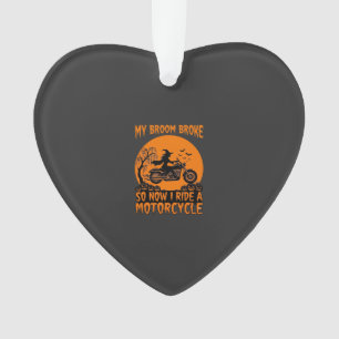 Ornamento Vassoura Quebrou Halloween Bruxa Motocicleta Morce