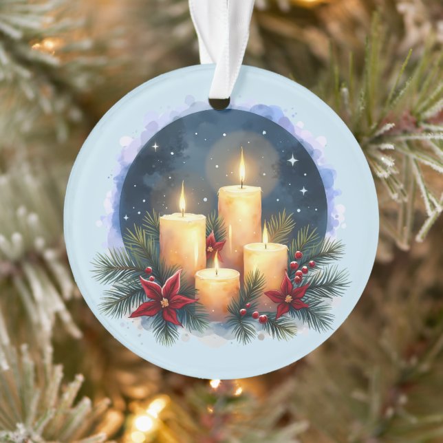 Ornamento Vela de Natal brilha com Poinsettias (Árvore)