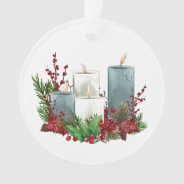 Ornamento Velas de Natal com Flores e Berries