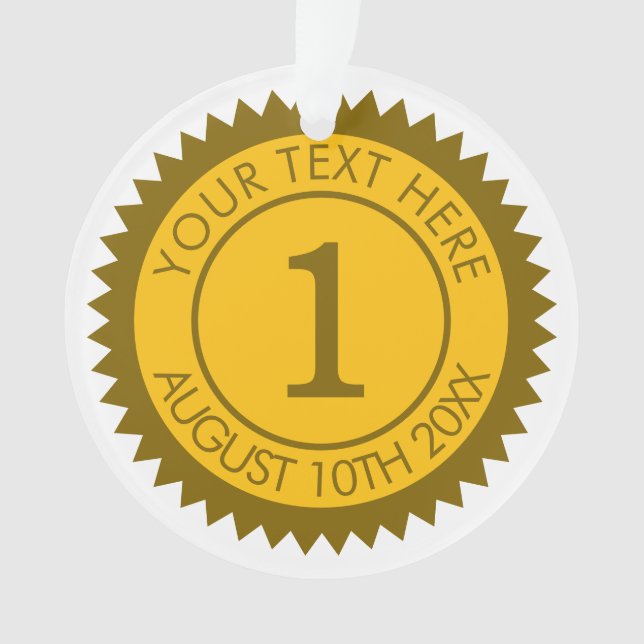 Ornamento Vencedor do campeão da medalha Dourada 1rua costum (Frente)