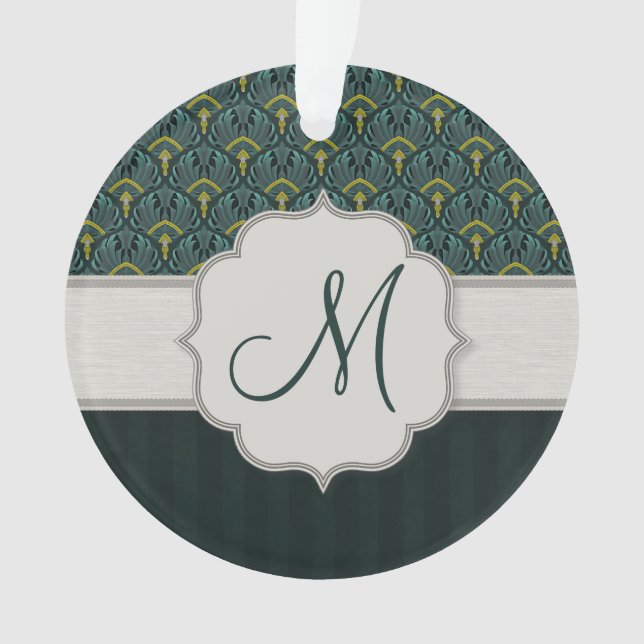 Ornamento Ventiladores e tiras de punho com teal com monogra (Frente)