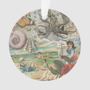 Ornamento verão praia vintage polvo antiguidades navegação