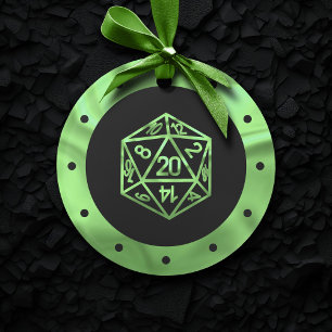 Ornamento Verde D20 - Crit   PnP Fantasy Tabletop Gamer Dice