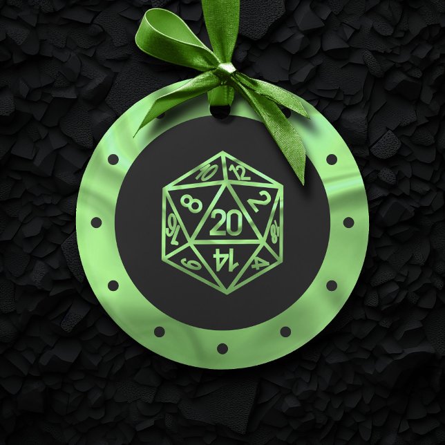 Ornamento Verde D20 - Crit | PnP Fantasy Tabletop Gamer Dice (Criador carregado)