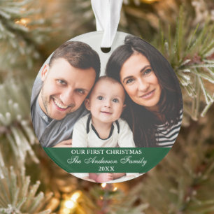Ornamento Verde da nossa primeira família de Natal