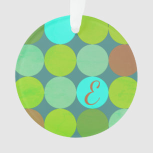 Ornamento Verde limão Turquesa Teal e Círculos de Ferrugem M