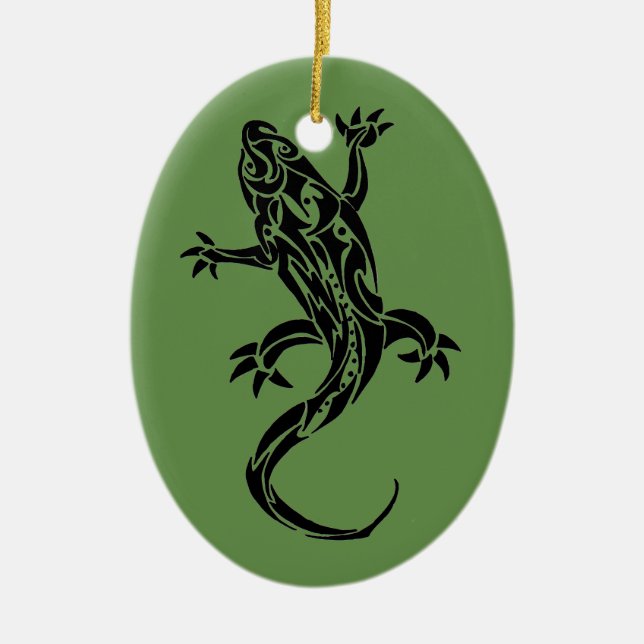 Ornamento Verde Tribal Tattoo Gecko (Frente)