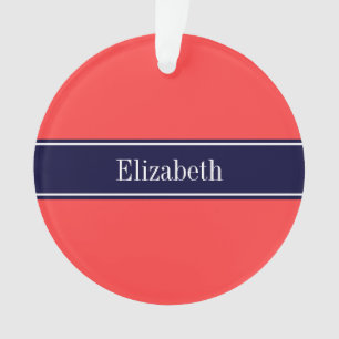 Ornamento Vermelho Coral Sólido, Marinho Azul Nome da Faixa