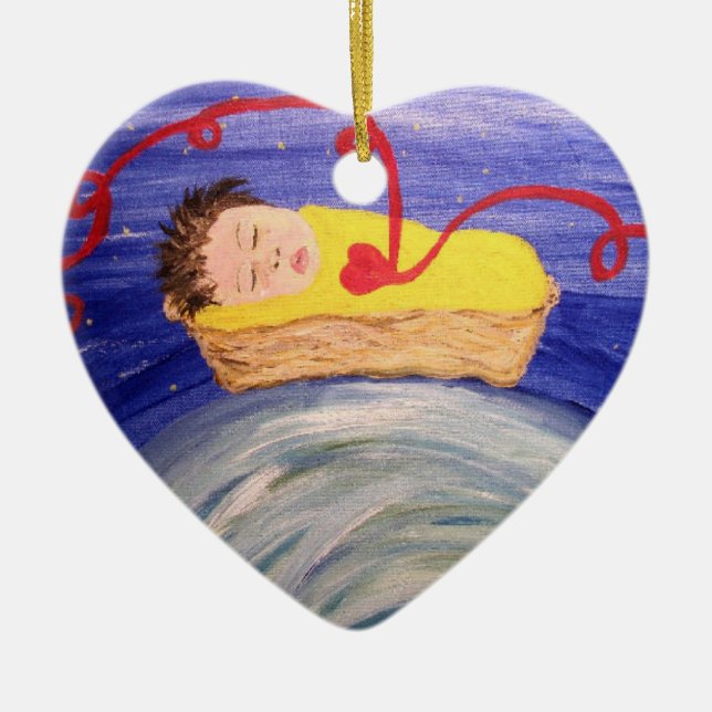 Ornamento vermelho da linha da adopção (Frente)