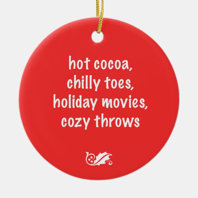 Ornamento vermelho de poema de feriado (Frente)