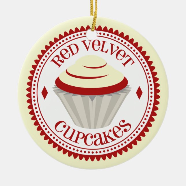 Ornamento vermelho do cupcake de veludo (Frente)