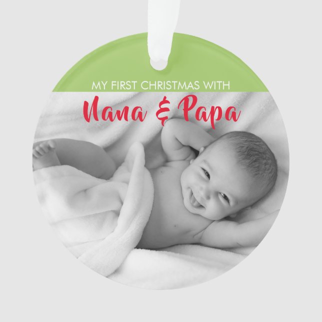 Ornamento Vermelho| Meu Primeiro Natal com Nana e Papa|Foto (Frente)