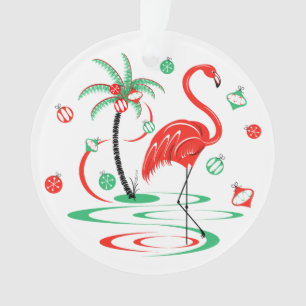 Ornamento Vermelho Natal Flamingo Baubles em acrílico