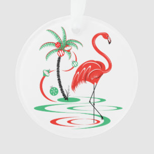 Ornamento Vermelho natalino acrílico Flamingo