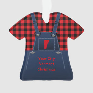 Ornamento Vermont Bib Overalls Buffalo Xadrez Natal