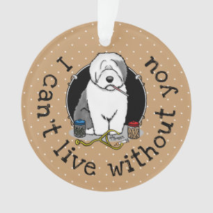 Ornamento Veterinariana Cinza de ovelha antiga em inglês 1 