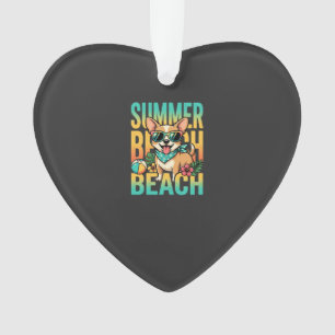 Ornamento Vetor de férias de cão de praia de verão