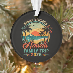 Ornamento Viagem Familiar ao Havaí Pôr do Sol Tropical 2026