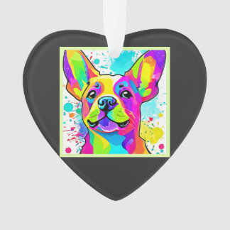 Ornamento Vibrant Frenchie Bulldog Puppy Art