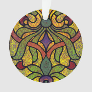 Ornamento Vidro Colorido Vitoriano em Verde e Dourado