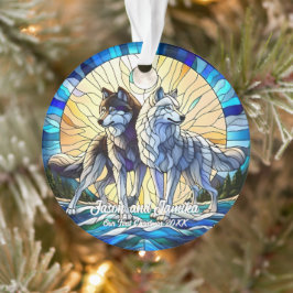 Ornamento Vidro liso Par de Lobo