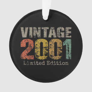 Ornamento Vintage 2001 Texto Presente de Aniversário de 25 a