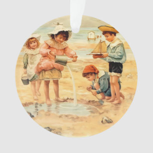Ornamento Vintage Antiguamente Beach Boy Children Fine Art