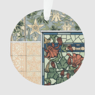 Ornamento Vintage Art Nouveau, Flores Columbinas de Aquiles