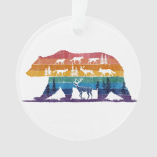 Ornamento Vintage Bear Vida Selvagem – Silhueta de Floresta