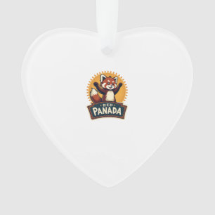 Ornamento Vintage Dabbing Panda Vermelho Retro Gráfico de An