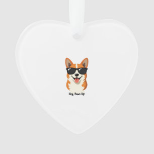 Ornamento Vintage Ei, Patas para Cima Corgi com Óculos de So