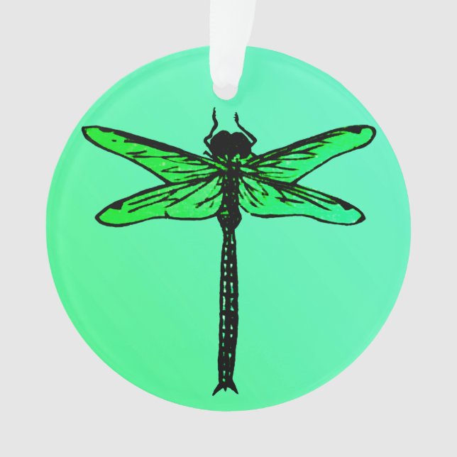 Ornamento Vintage Japonês Dragonfly, esmeralda verde (Frente)