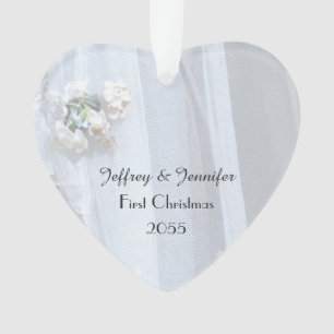 Ornamento Vintage Lace Wedding Hearnament, Personalizado