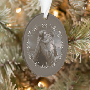 Ornamento Vintage Madonna e Child com Silver Frame