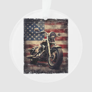 Ornamento Vintage Motorcycle USA Flag Retro Biker American