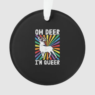 Ornamento Vintage Oh Deer Estou Queer Orgulho LGBT Gay Lésbi