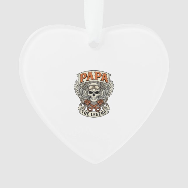 Ornamento Vintage Papa Biker Skull Legend (Frente)