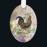 Ornamento Vintage Rooster French Collage Pet Fazenda<br><div class="desc">A imagem do galo-da-safra é composta por pintura de galo-da-safra, recortes de efemia antiga, revistas e livros da era vitoriana. A colagem do galo é tocada com dizeres de galo - o corte do galo com um galo-a-rabisco, o galo francês, Sr. Rooster, e flores e penas. É uma bela coleção...</div>