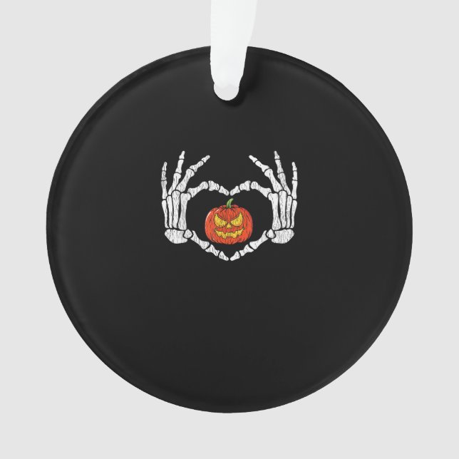 Ornamento Vintage Skeleton Mãos Pumpkin Outono Hallow (Frente)