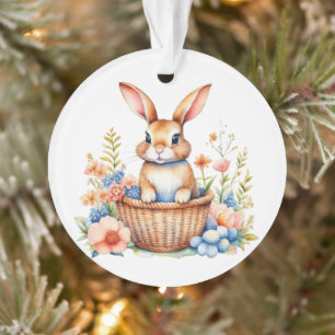 Ornamento Vintage Watercolor Easter Bunny Rabbit Personalize