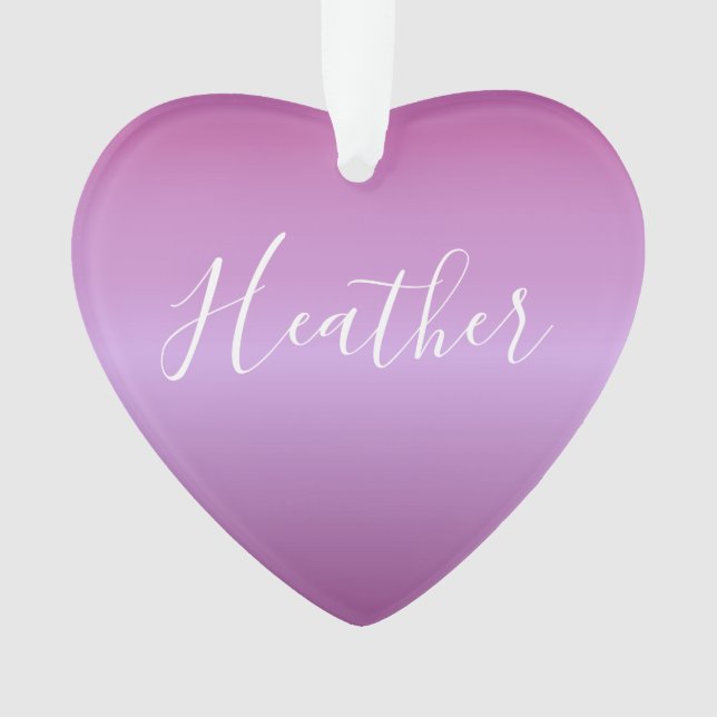 Ornamento Violeta Roxa e Script Branco Personalizado (Frente)