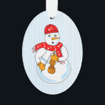 Ornamento Violin Snowman<br><div class="desc">Um boneco de neve vestindo um cachecol de anotações musicais e segurando um violino é uma engraçada design de música de inverno para músicos de cordas nos aniversários,  Natal e feriados de inverno.</div>