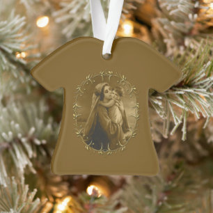 Ornamento Virgem Maria com Criança Jesus, Dourada Design da 